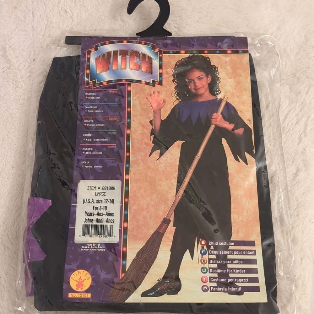 Rubies Witch Halloween Costume for Kids - Black & Purple - NWT Size 8-10